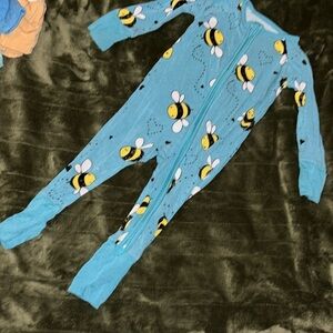 Little Sleepies 3/6 months Teal Bees bamboo pajamas